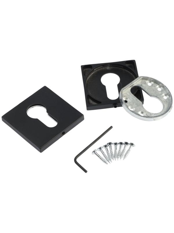 Накладка на цилиндровый механизм LOCKLAND, квадратная, с креплением, цвет черный