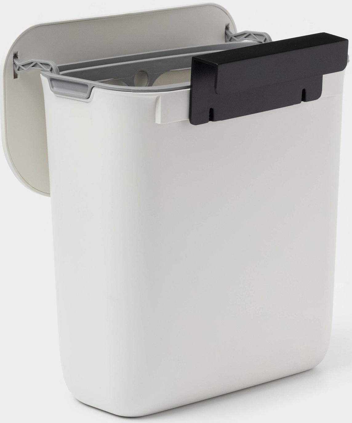 Ведро для мусора подвесное Доляна, 9 л, 2 вида крепления, белое