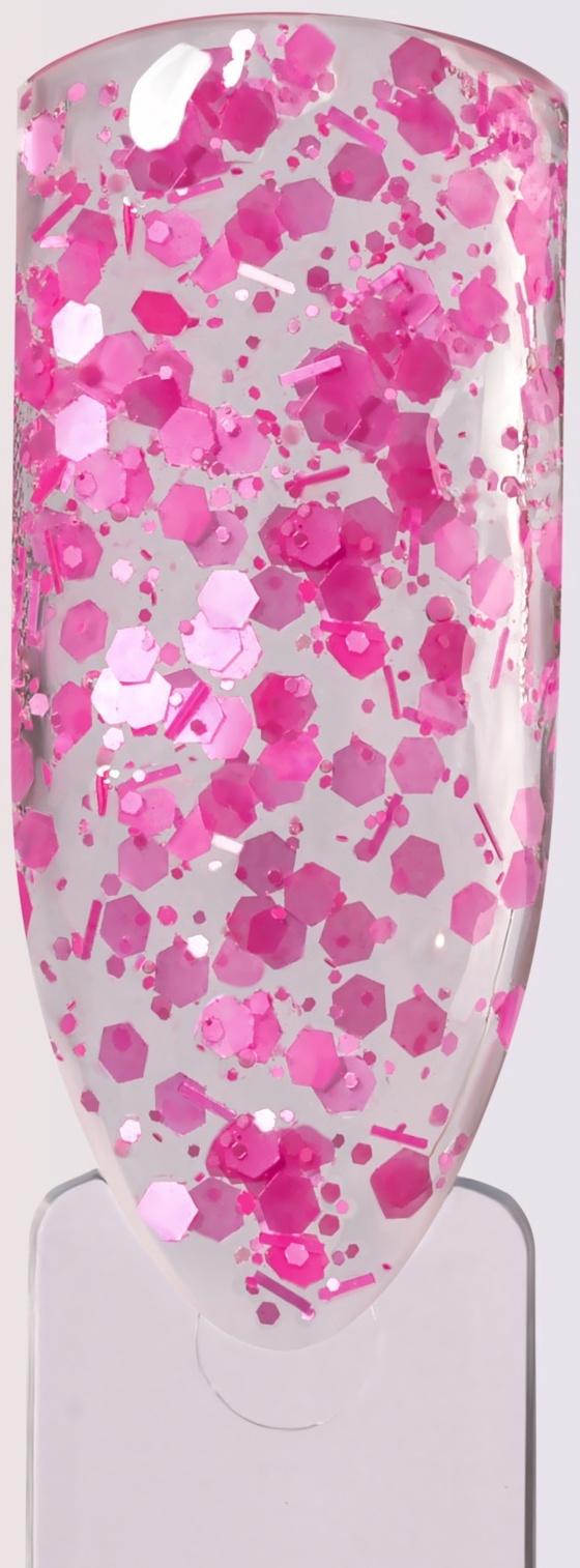 Гель для наращивания, с блёстками, 3-х фазный, 15 гр, LED/UV, прозрачный, розовый