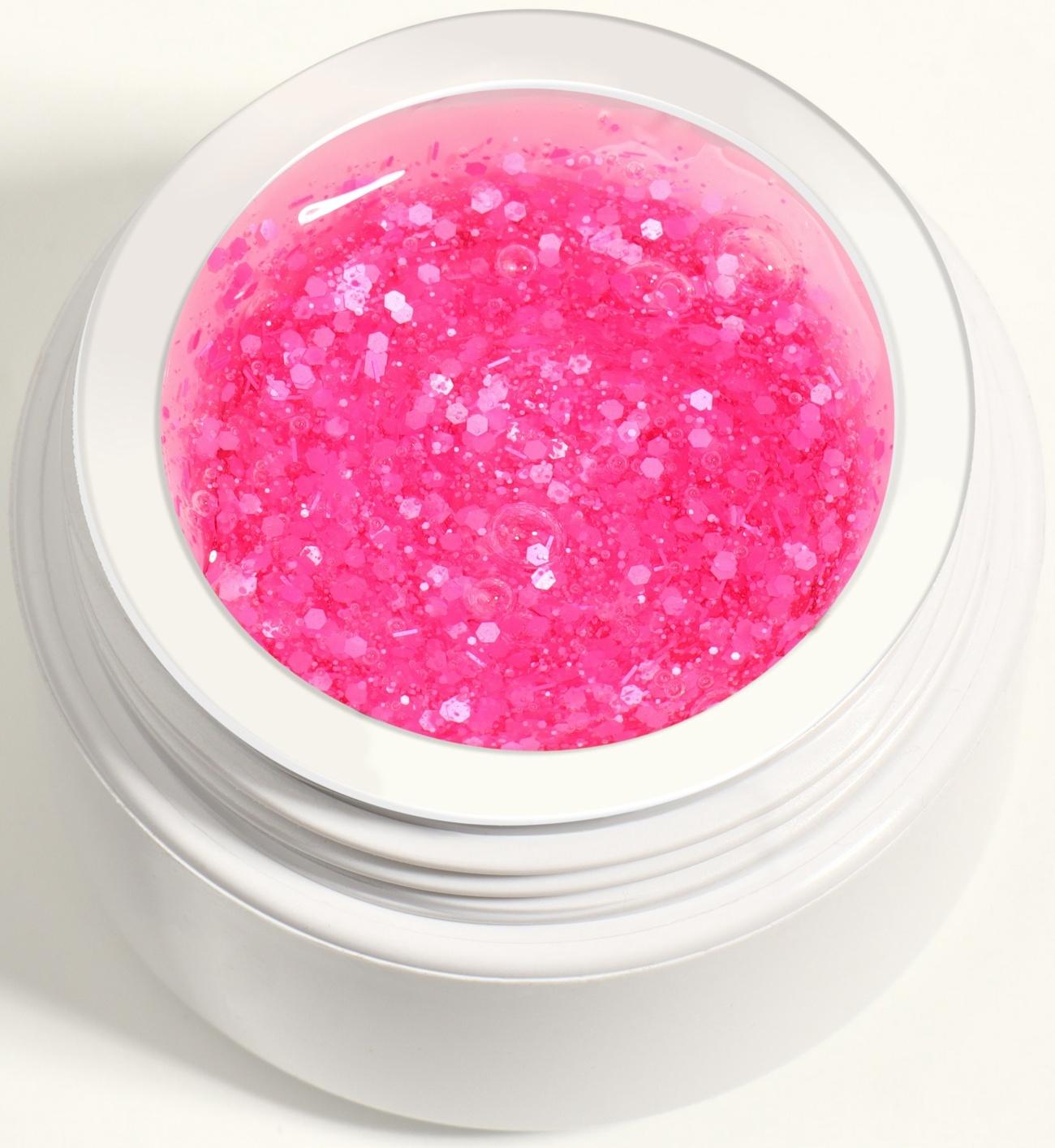 Гель для наращивания, с блёстками, 3-х фазный, 15 гр, LED/UV, прозрачный, розовый