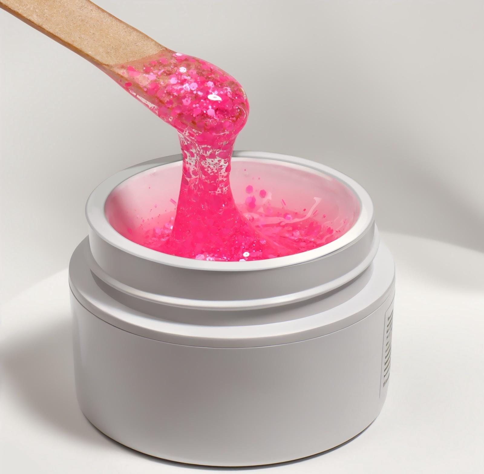 Гель для наращивания, с блёстками, 3-х фазный, 15 гр, LED/UV, прозрачный, розовый