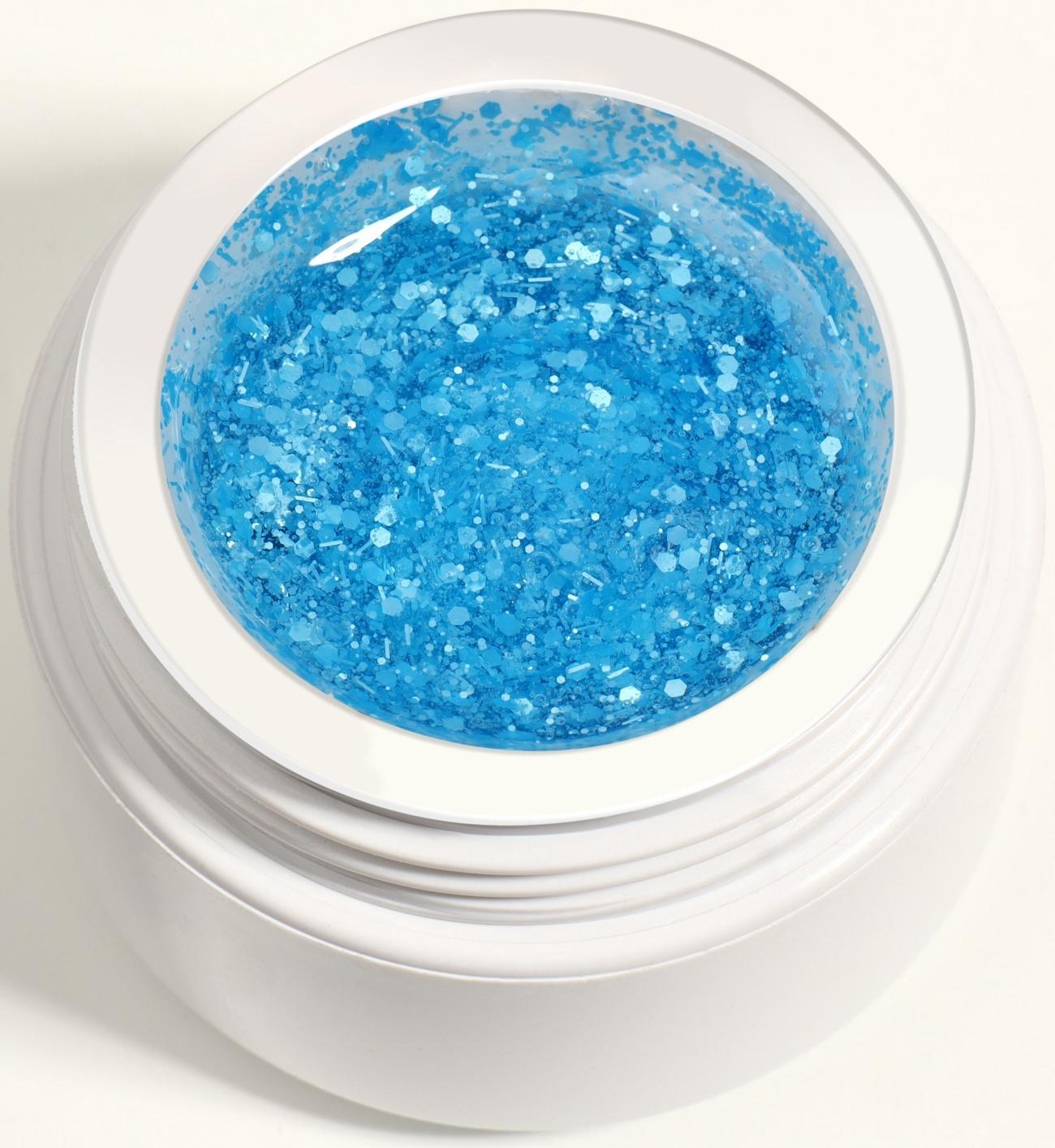 Гель для наращивания, с блёстками, 3-х фазный, 15 гр, LED/UV, прозрачный, голубой