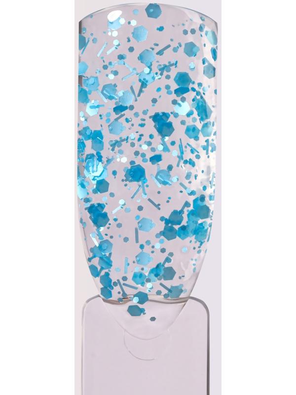 Гель для наращивания, с блёстками, 3-х фазный, 15 гр, LED/UV, прозрачный, голубой