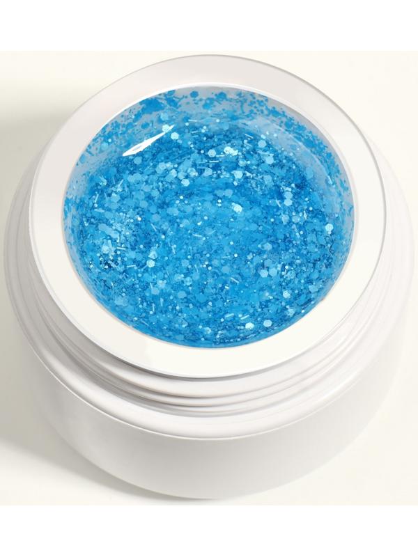 Гель для наращивания, с блёстками, 3-х фазный, 15 гр, LED/UV, прозрачный, голубой