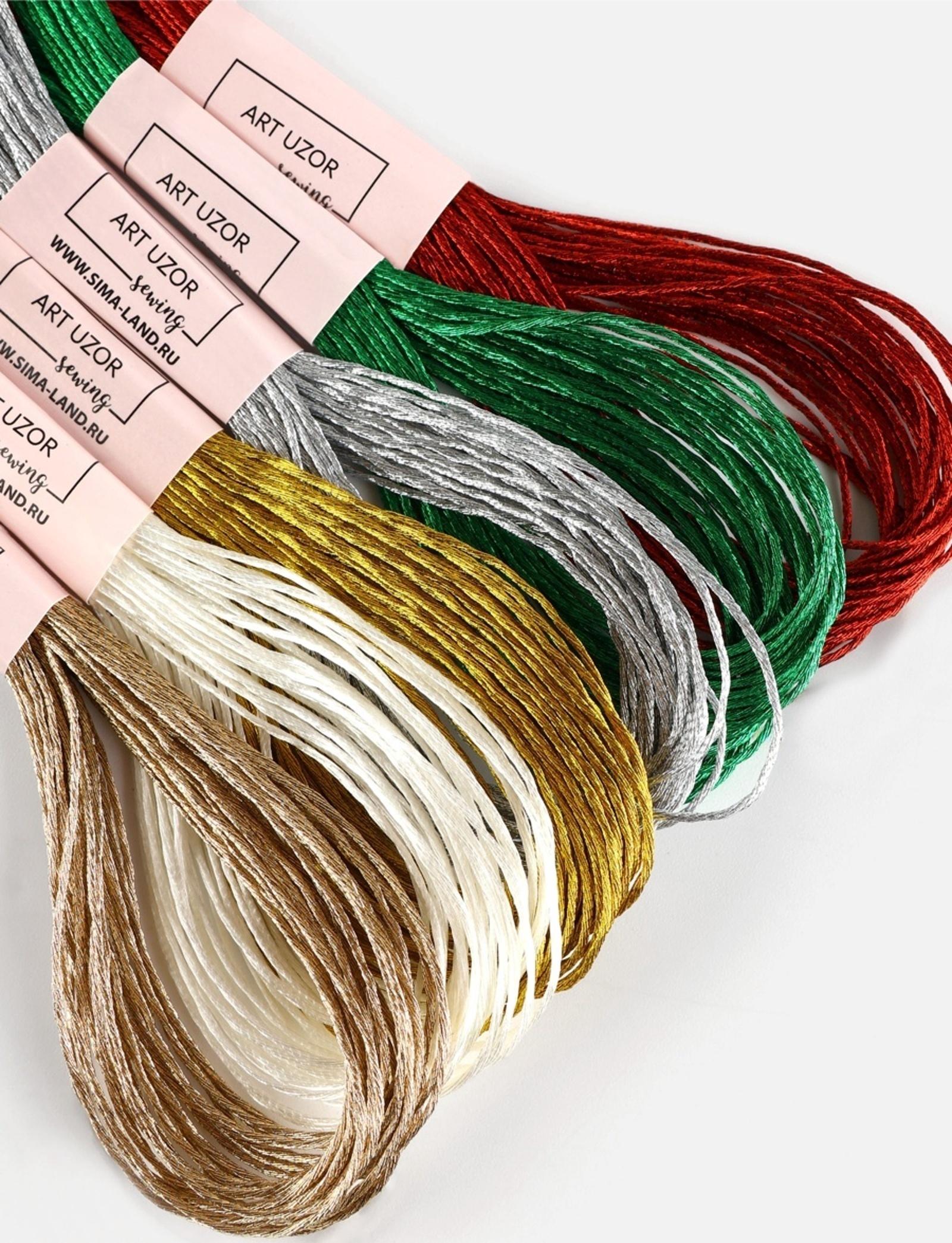 Набор металлизированных ниток мулине, 8±1 м, 6 шт.