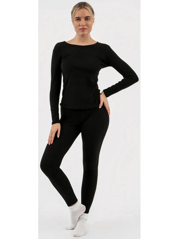 Термобельё женское Resport, комплект: лонгслив, лосины, р. 44, чёрное