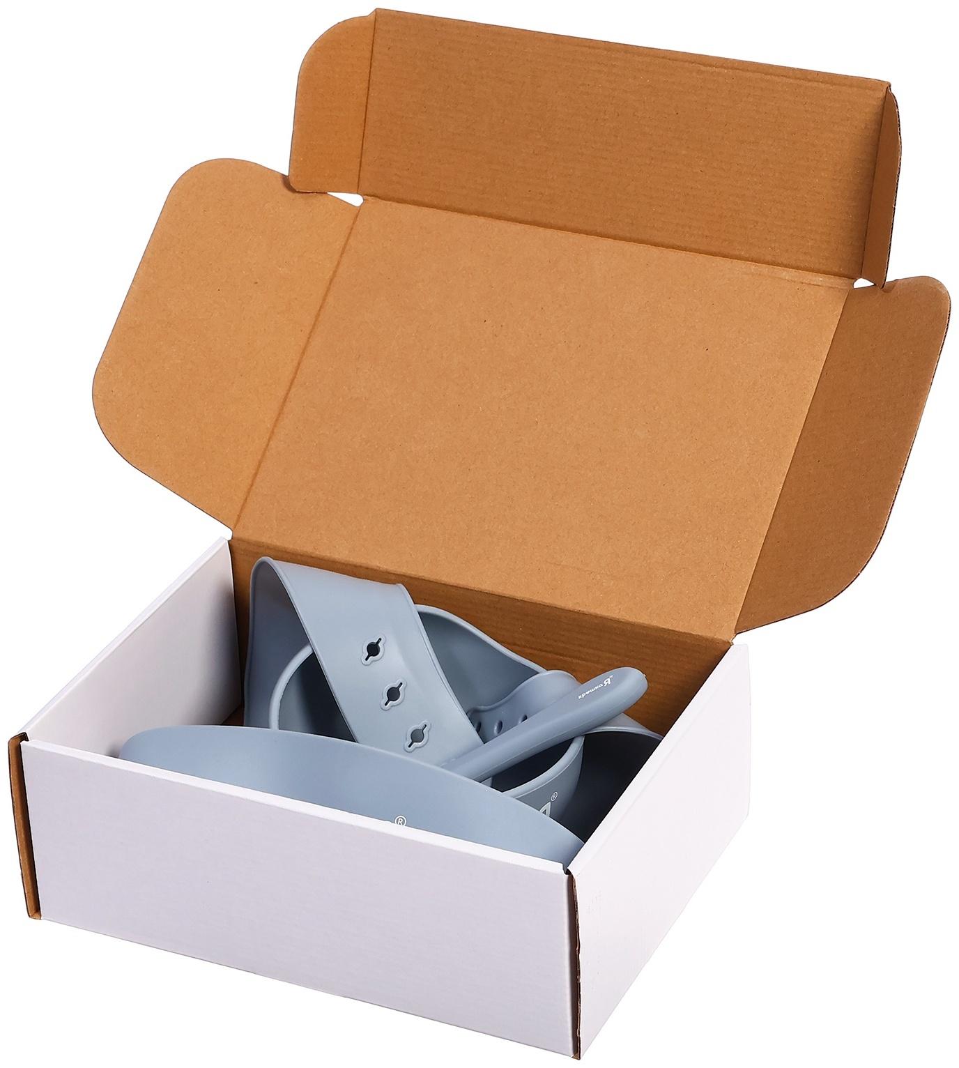 Набор для кормления, пищевой силикон, цвет серый