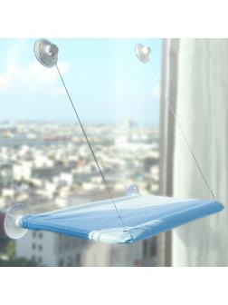 Гамак для кошки на окно, 45*30 см, вес до 5 кг, пакет, голубой