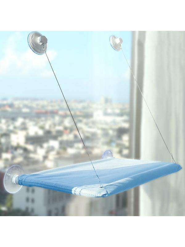 Гамак для кошки на окно, 45*30 см, вес до 5 кг, пакет, голубой