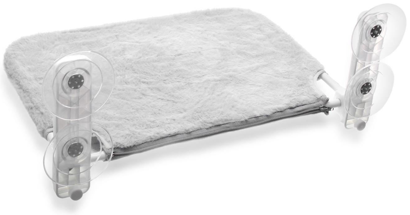 Гамак для кошки на окно, 45*30 см, вес до 6 кг, пакет, серый