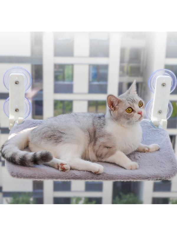 Гамак для кошки на окно, 45*30 см, вес до 6 кг, пакет, серый