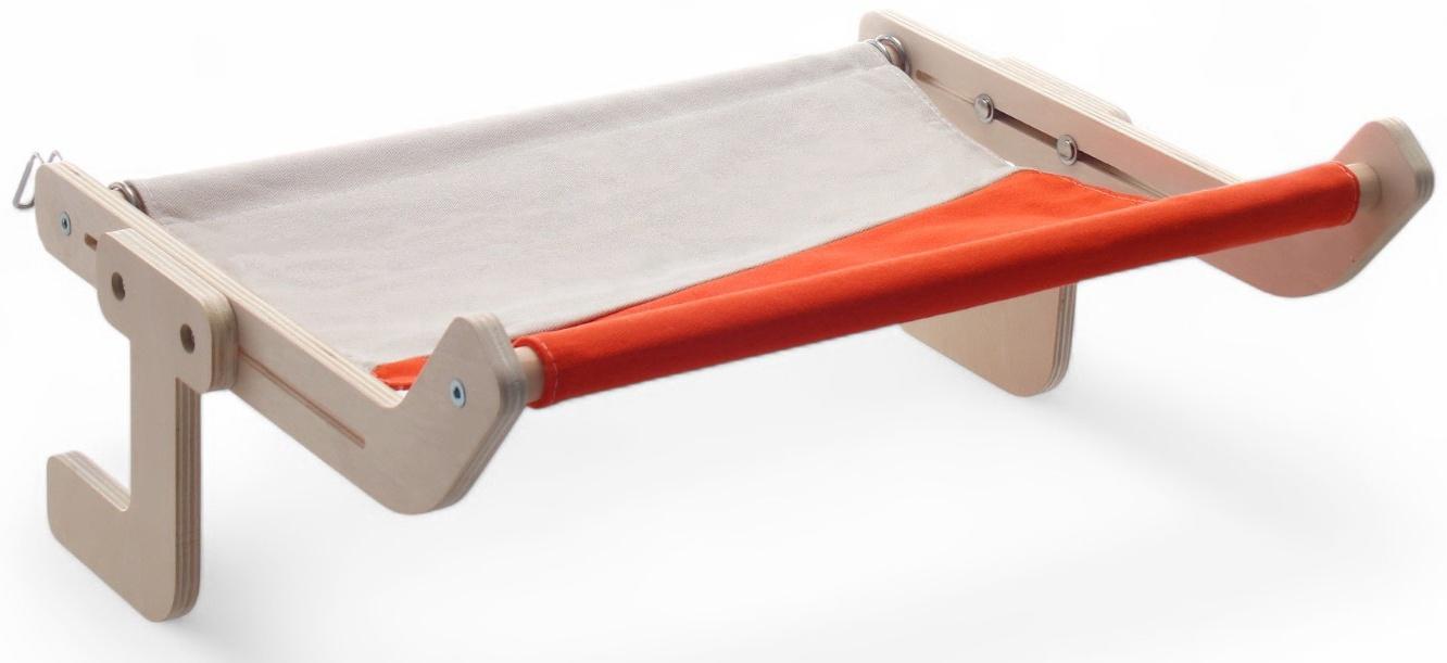 Гамак для кошки на кровать, 45*35*16 см, вес до 15 кг, бежевый/оранжевый