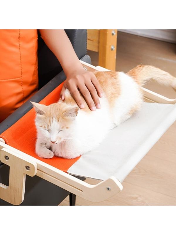 Гамак для кошки на кровать, 45*35*16 см, вес до 15 кг, бежевый/оранжевый