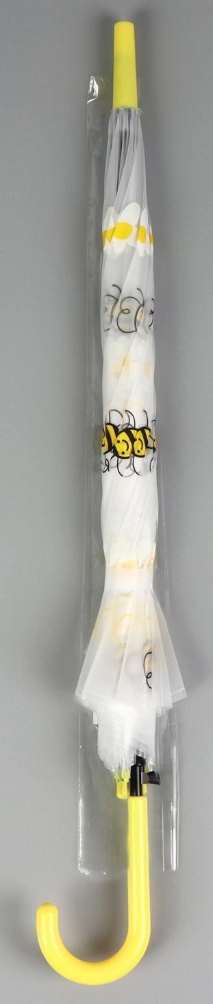 Зонт - трость детский «Пчёлки», полуавтоматический, 8 спиц, R=45/54 см, D = 90 см, прозрачный, белый, жёлтый