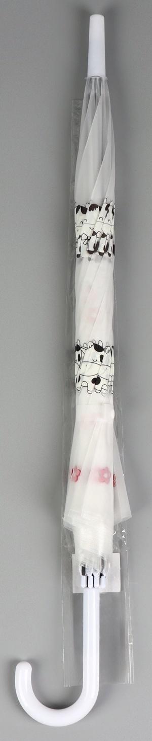 Зонт - трость детский «Коровки», полуавтоматический, 8 спиц, R=45/54 см, D = 90 см, прозрачный, белый