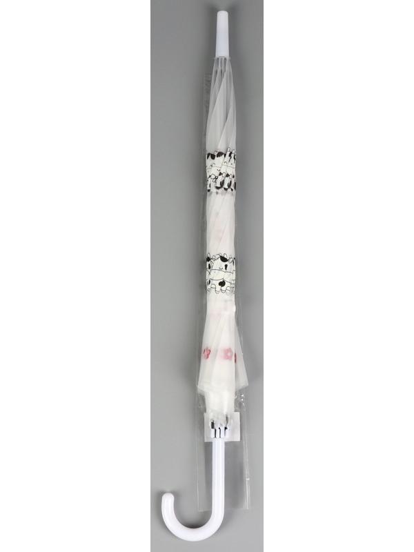 Зонт - трость детский «Коровки», полуавтоматический, 8 спиц, R=45/54 см, D = 90 см, прозрачный, белый