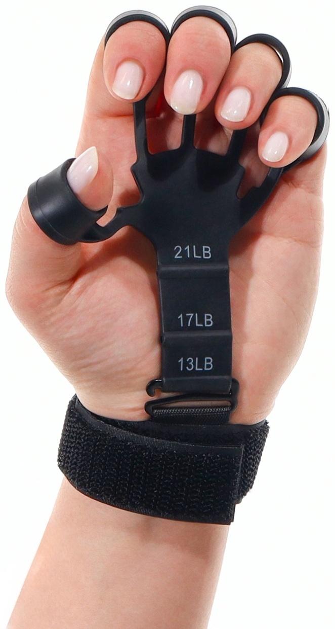 Массажёр для разработки рук и пальцев, с манжетом, 8 × 14 × 2,8 см, цвет чёрный