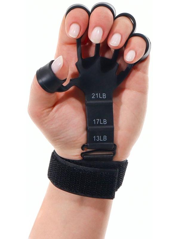 Массажёр для разработки рук и пальцев, с манжетом, 8 × 14 × 2,8 см, цвет чёрный