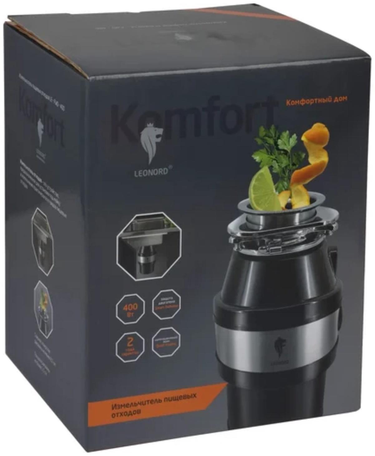 Измельчитель пищевых отходов Leonord LE-FWD-400, 400 Вт, 3200 об/мин, 1.2 л, чёрный