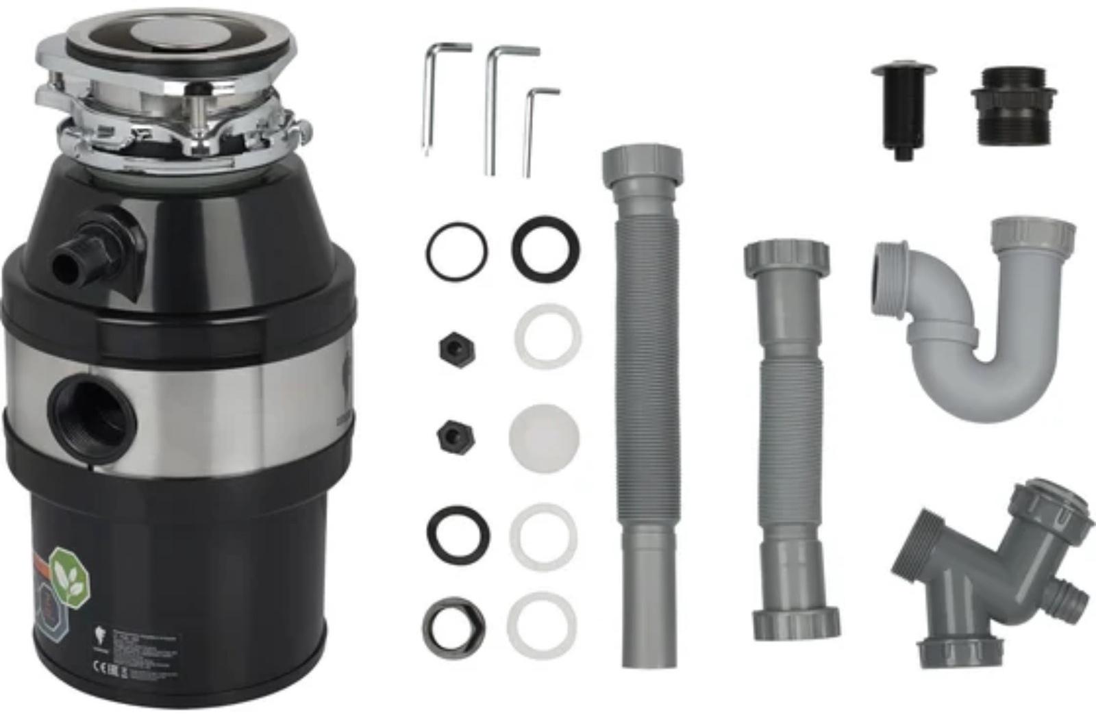 Измельчитель пищевых отходов Leonord LE-FWD-400, 400 Вт, 3200 об/мин, 1.2 л, чёрный