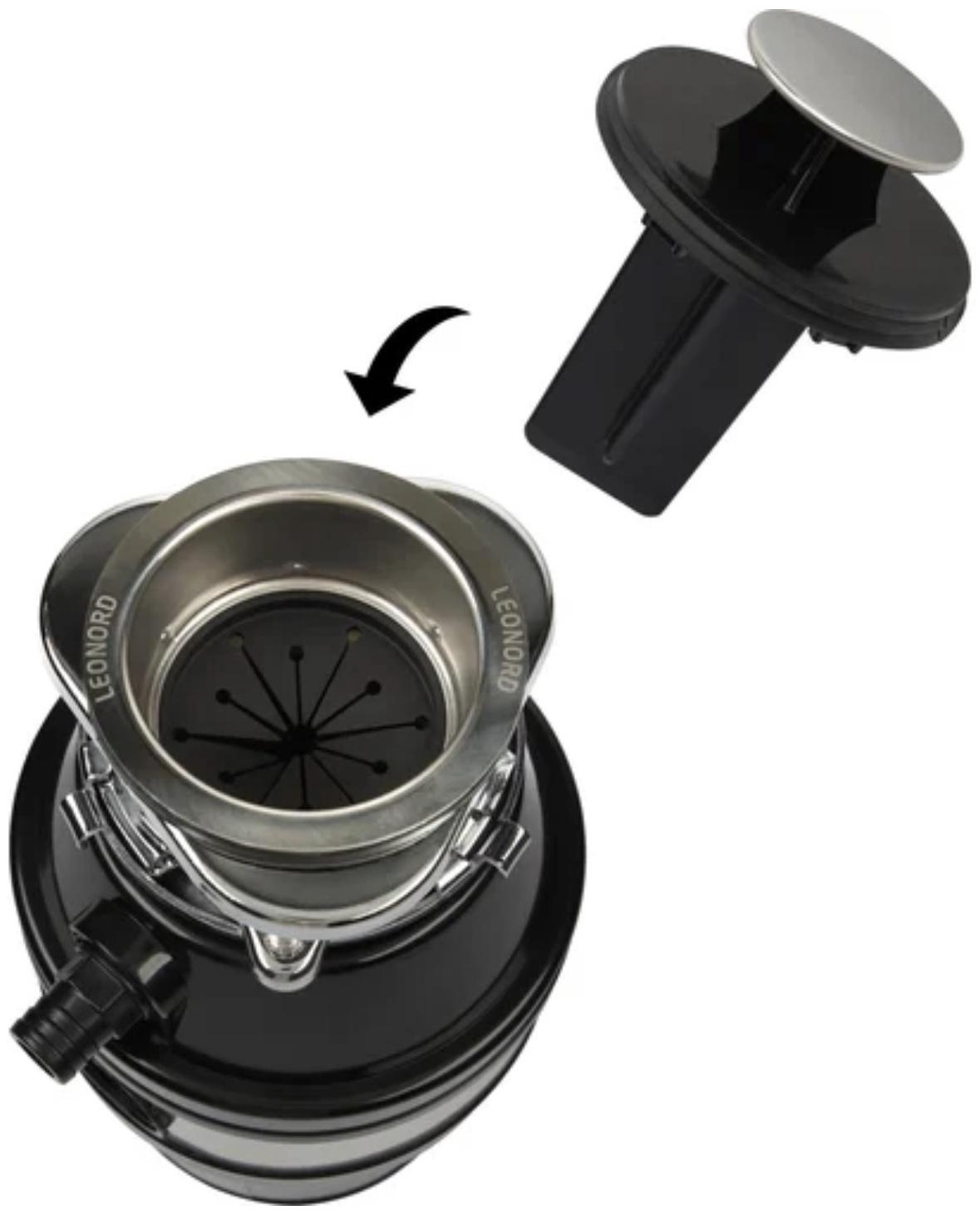 Измельчитель пищевых отходов Leonord LE-FWD-400, 400 Вт, 3200 об/мин, 1.2 л, чёрный