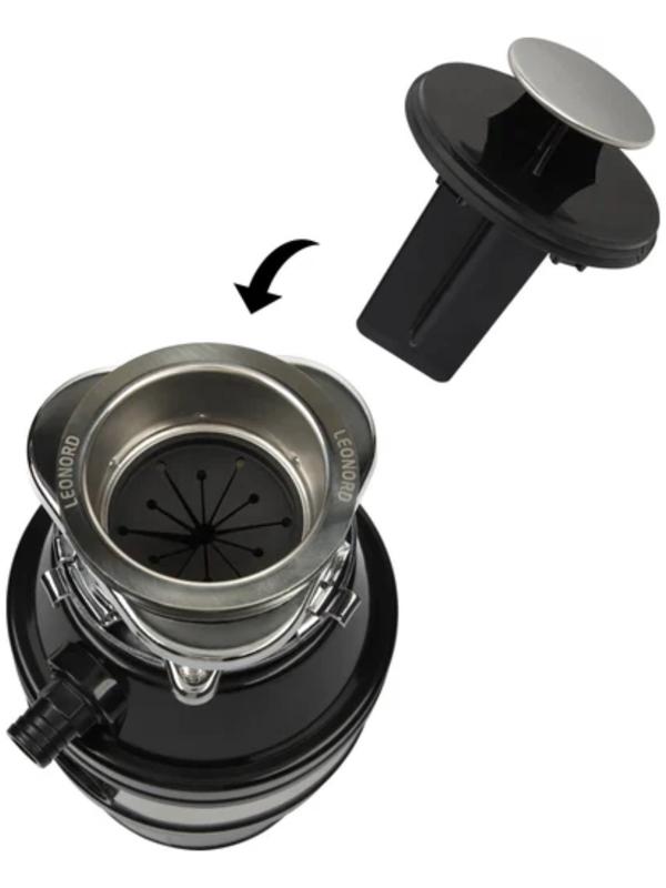 Измельчитель пищевых отходов Leonord LE-FWD-400, 400 Вт, 3200 об/мин, 1.2 л, чёрный