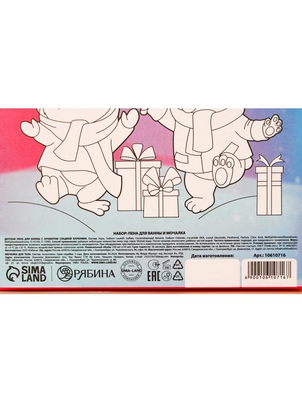 Подарочный набор детский ЧИСТОЕ СЧАСТЬЕ «Волшебной девочке»: пена для ванны 250 мл и мочалка для тела, Новый Год