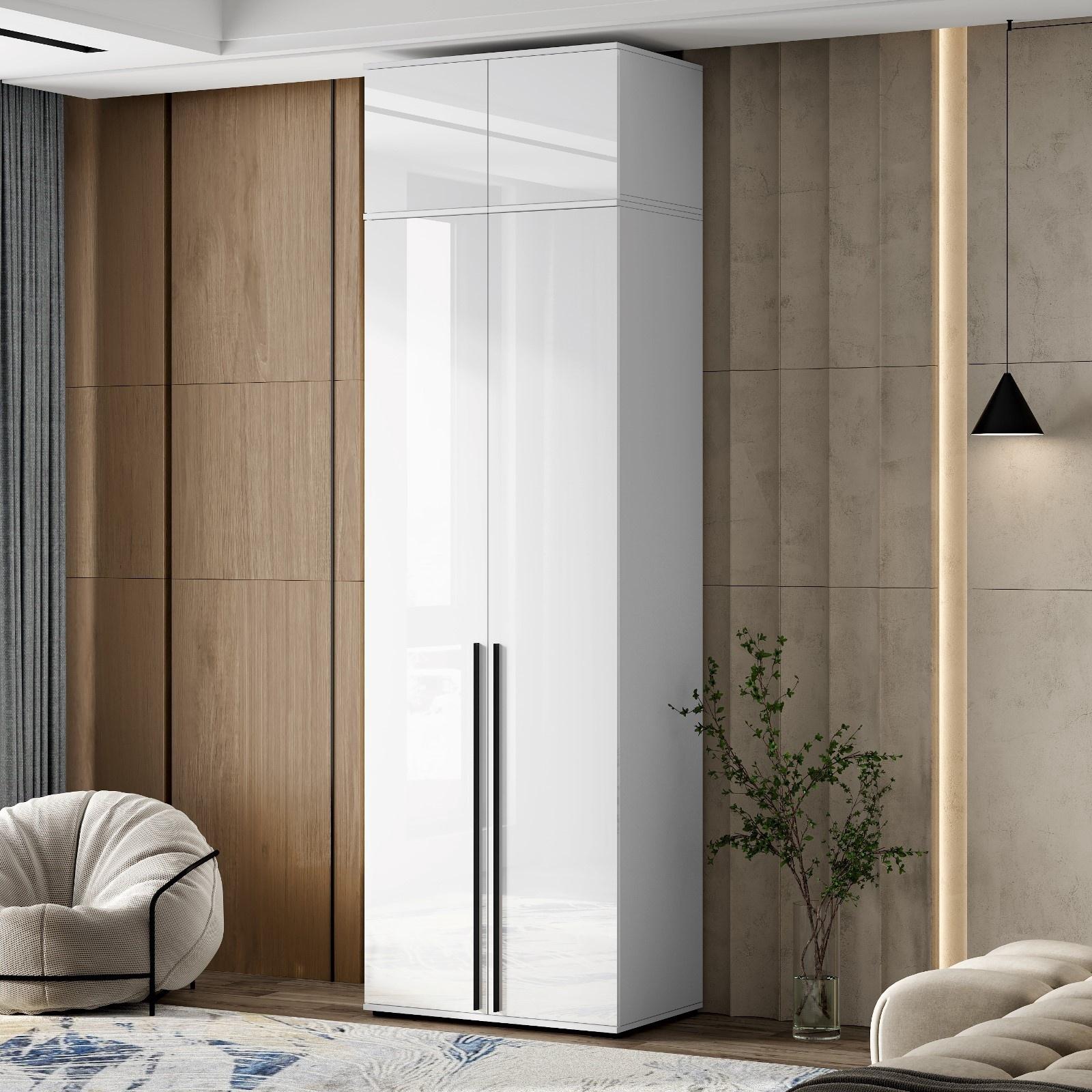 Антресоль «Норд», к шкафу, двухдверная, 800×510×418 мм, цвет белый глянец