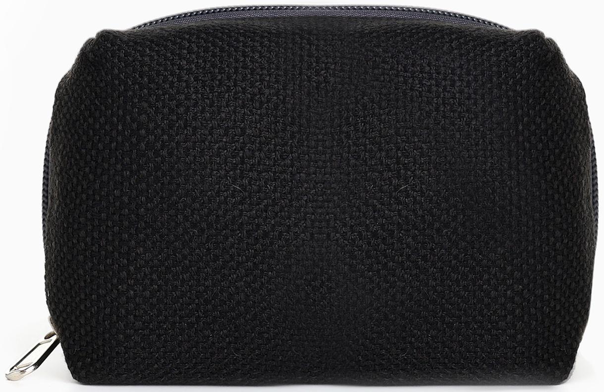 Косметичка женская на молнии, объёмная, маленькая, мягкая, чёрная