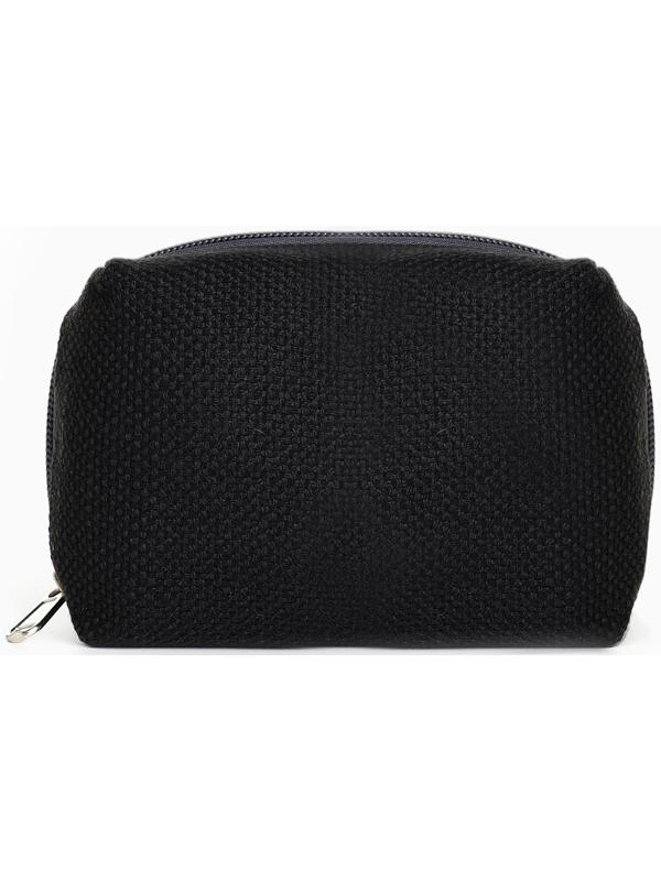 Косметичка женская на молнии, объёмная, маленькая, мягкая, чёрная
