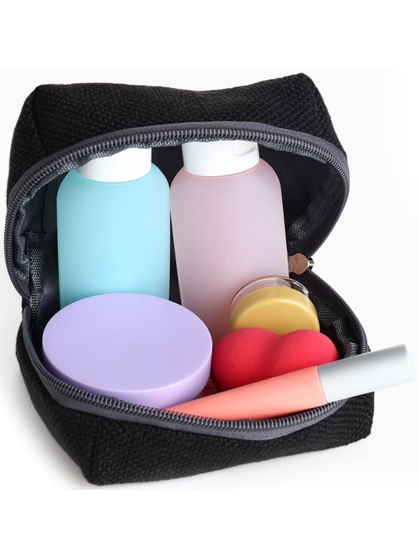 Косметичка женская на молнии, объёмная, маленькая, мягкая, чёрная