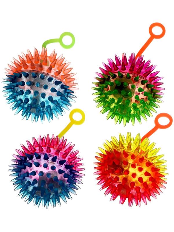 Мяч световой на резиночке, 6,5 см, прозрачный, набор 3 шт, МИКС