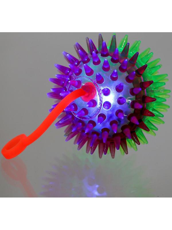 Мяч световой на резиночке, 6,5 см, прозрачный, набор 3 шт, МИКС