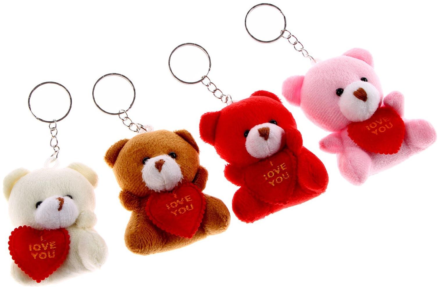 Брелок «Мишка с сердцем», набор 3 шт., цвета МИКС