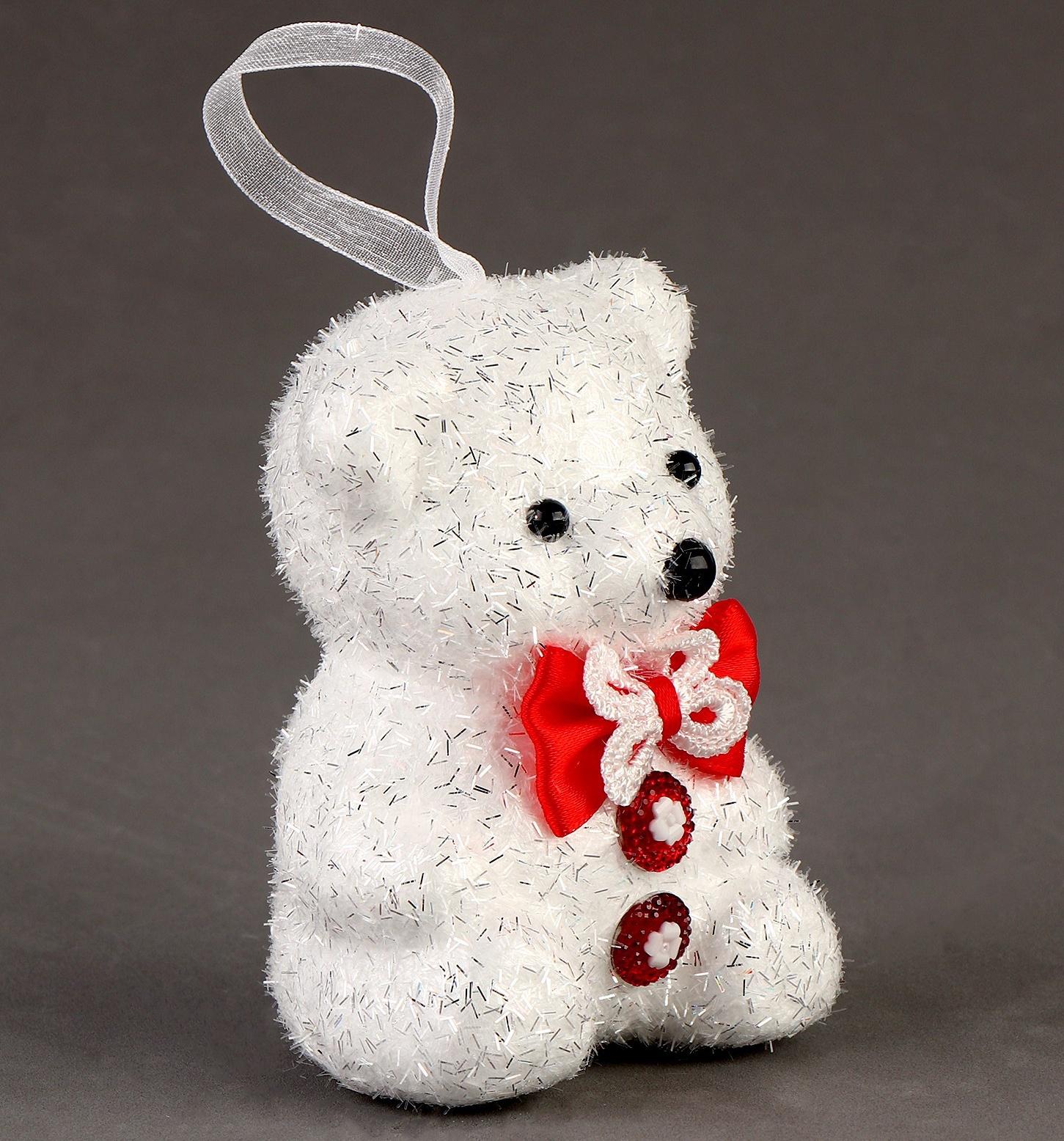 Игрушка из пенопласта «Блестящий мишка» с бантиком, 10 см, набор 3 шт