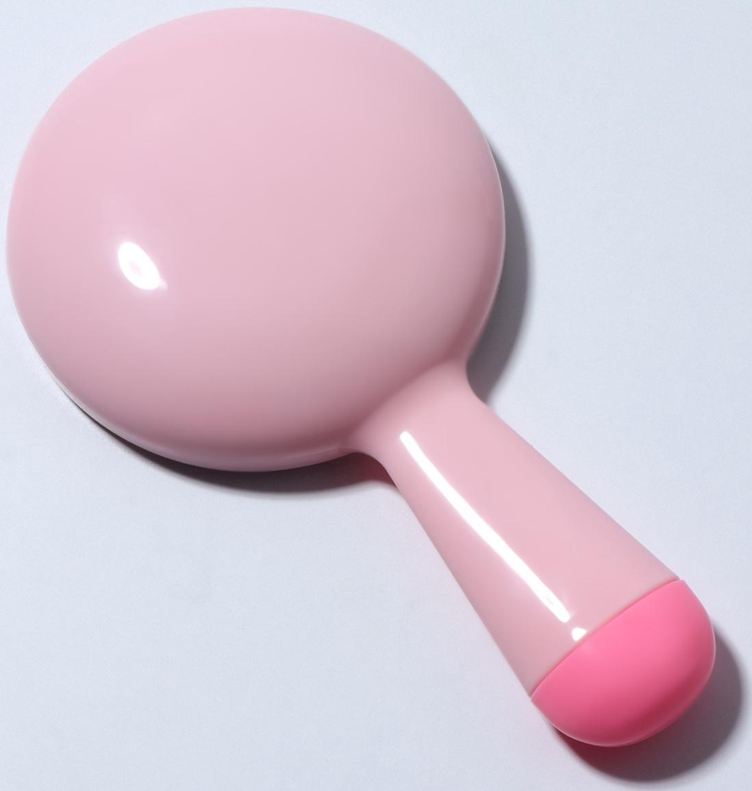 Зеркало с ручкой, d зеркальной поверхности 7,3 см, цвет розовый