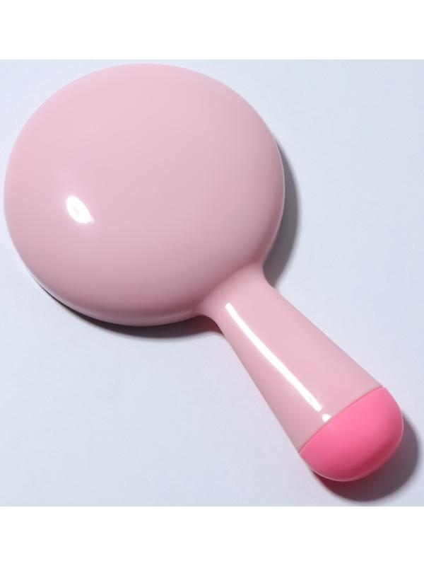 Зеркало с ручкой, d зеркальной поверхности 7,3 см, цвет розовый