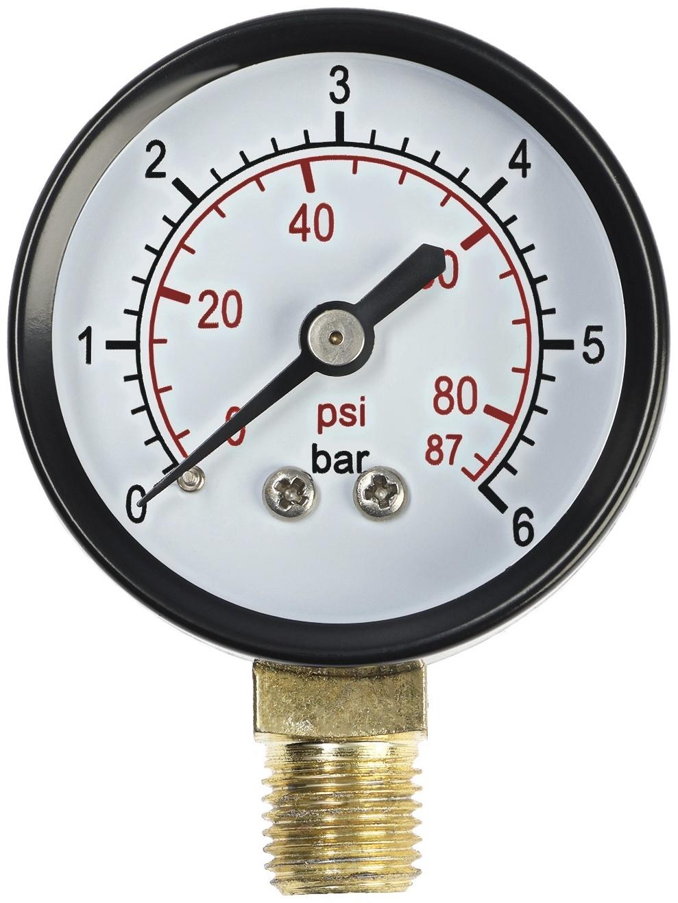 Манометр ZEIN, радиальный, диаметр корпуса 50 мм, 6 бар, 1/4