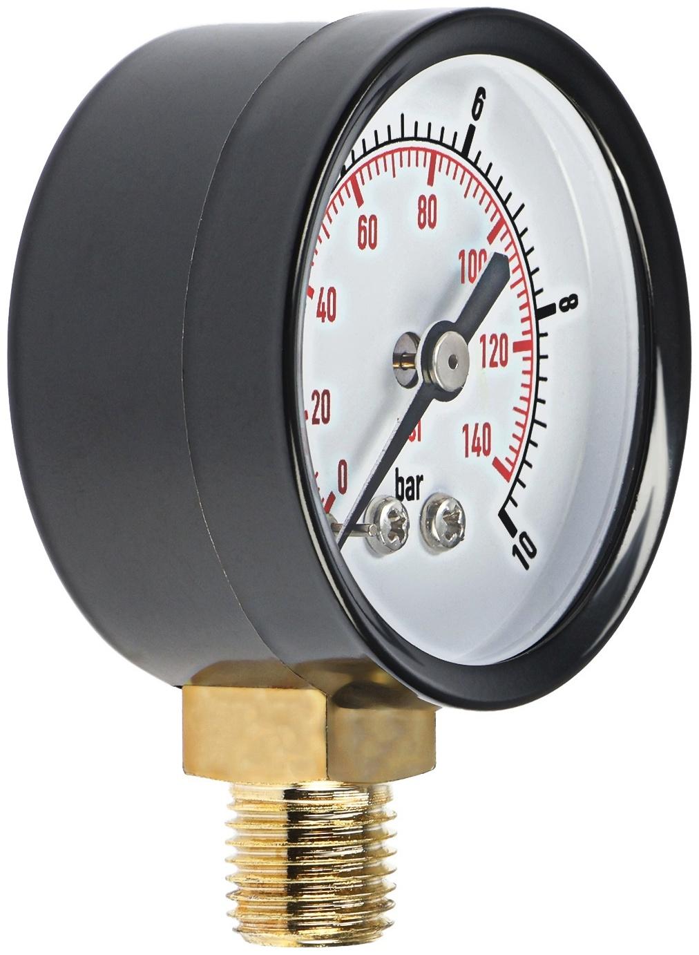 Манометр ZEIN, радиальный, диаметр корпуса 50 мм, 10 бар, 1/4