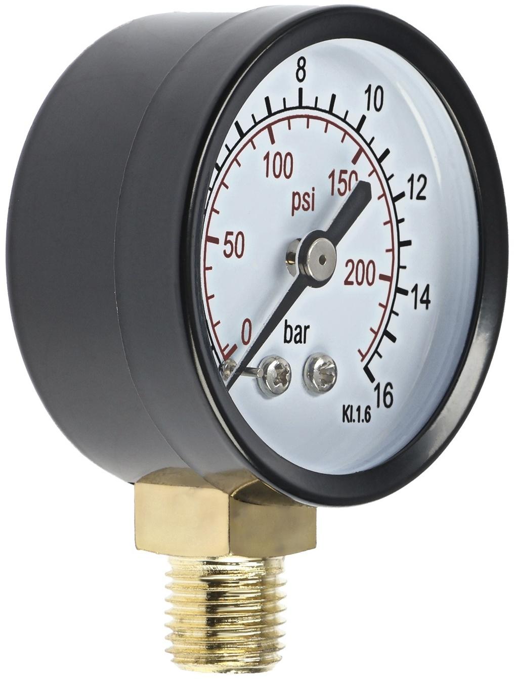 Манометр ZEIN, радиальный, диаметр корпуса 50 мм, 16 бар, 1/4