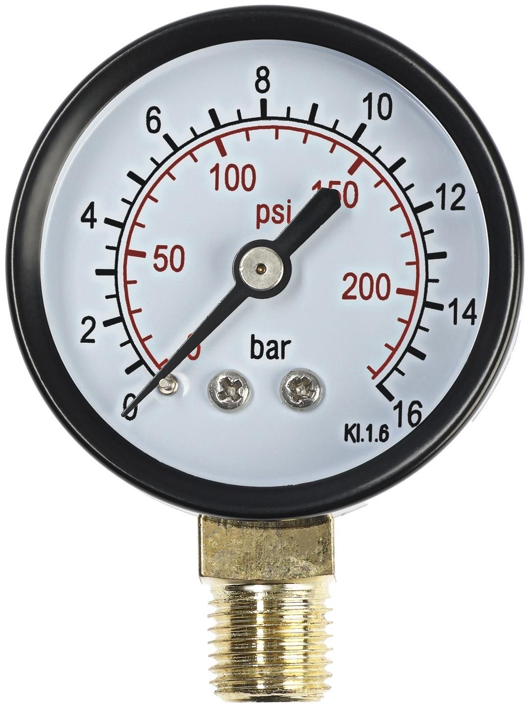 Манометр ZEIN, радиальный, диаметр корпуса 50 мм, 16 бар, 1/4
