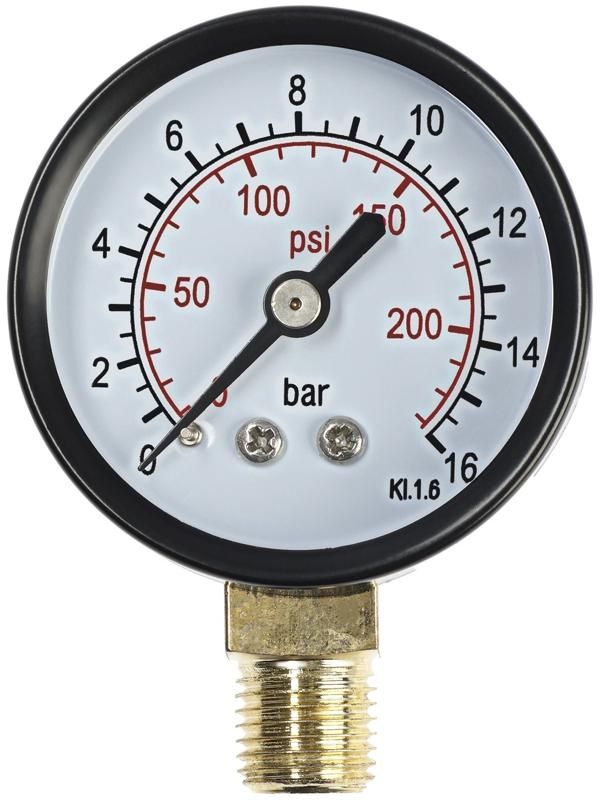 Манометр ZEIN, радиальный, диаметр корпуса 50 мм, 16 бар, 1/4