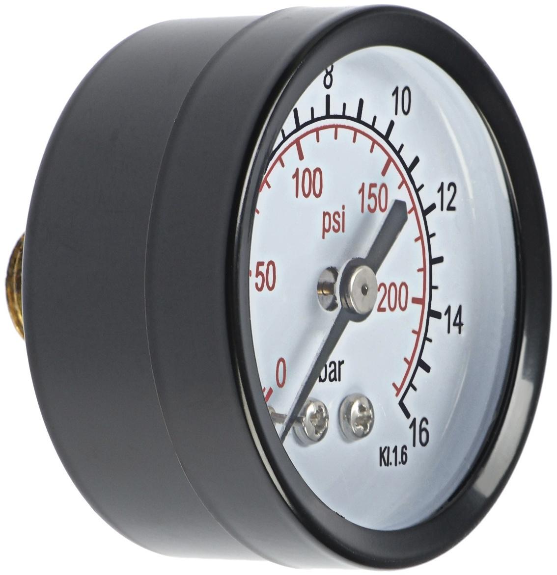 Манометр ZEIN, аксиальный, диаметр корпуса 50 мм, 16 бар, 1/4