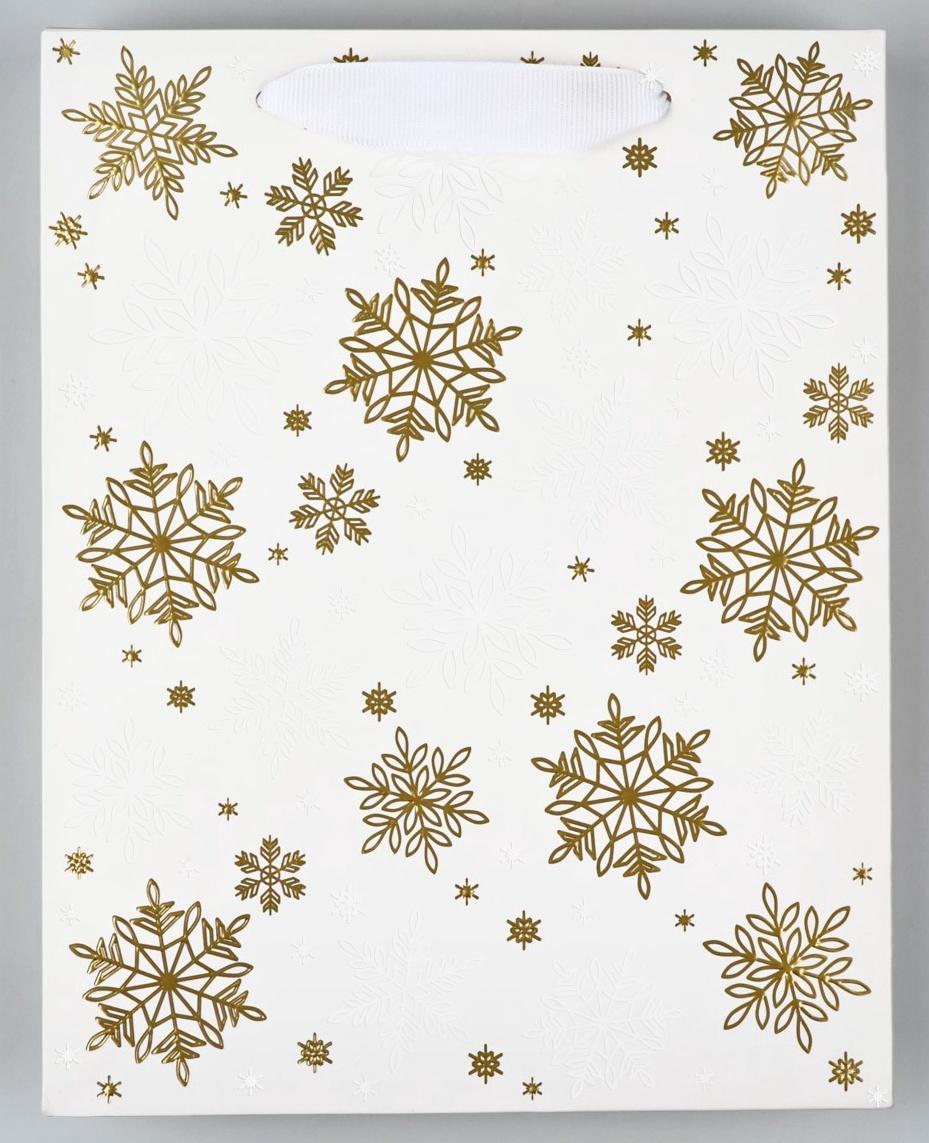 Пакет подарочный новогодний ламинированный «Снежинки», MS 18 х 23 х 10 см