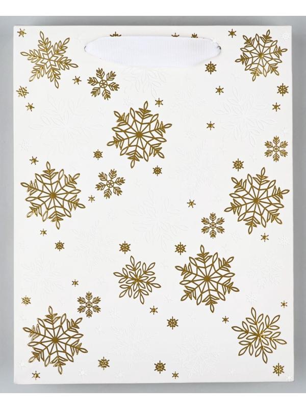Пакет подарочный новогодний ламинированный «Снежинки», MS 18 х 23 х 10 см