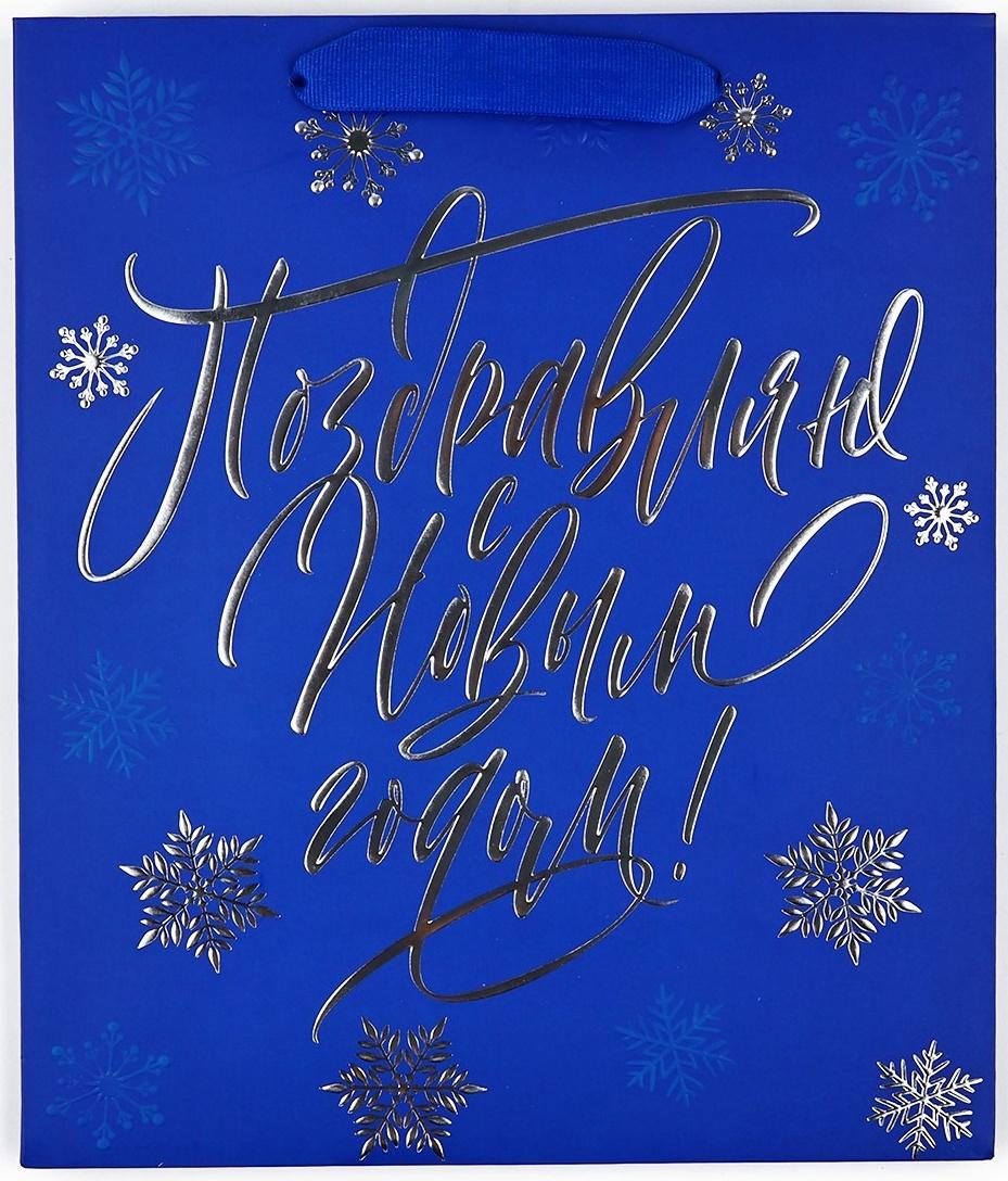 Пакет подарочный новогодний ламинированный «С Новым годом!», ML 23 х 27 х 11.5 см