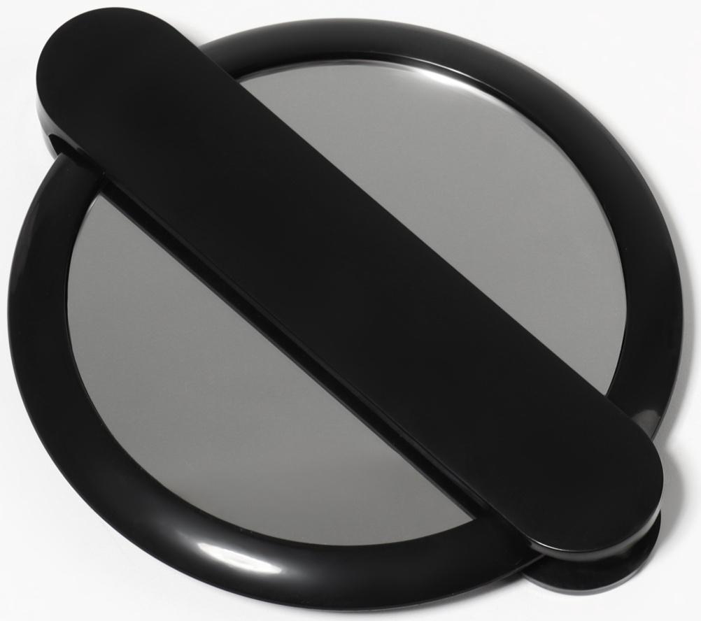 Зеркало с ручкой, складное, двустороннее, с увеличением, d зеркальной поверхности 6,4 см, цвет чёрный