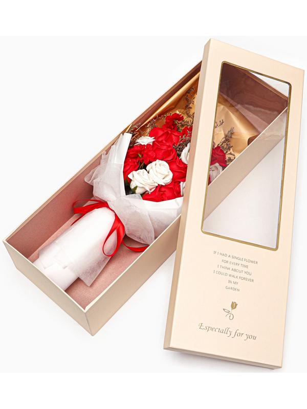 Букет мыльных красных и белых роз в коробке из 20 шт.
