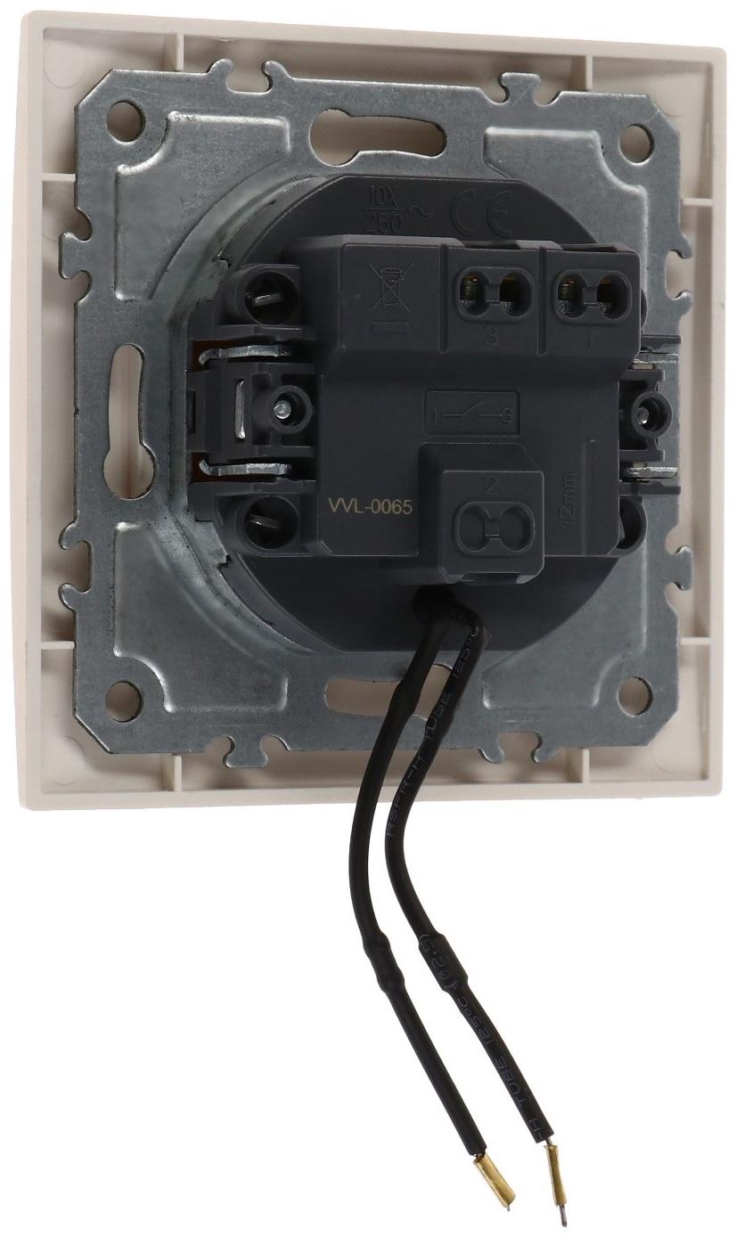 Выключатель TOT Elegant, 10 А, 1 кл., с подсветкой, скрытый, бежевый