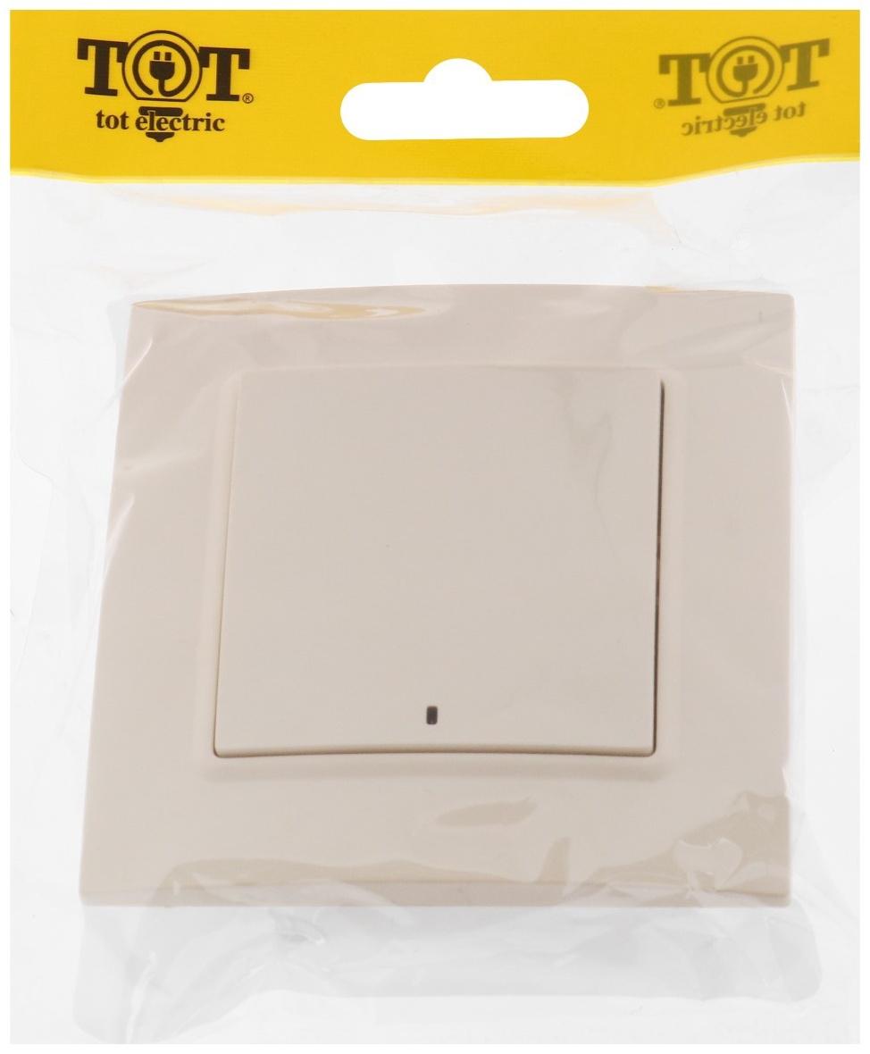 Выключатель TOT Elegant, 10 А, 1 кл., с подсветкой, скрытый, бежевый